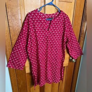 KikiSol Red and White Anchor Print Cover-up XL